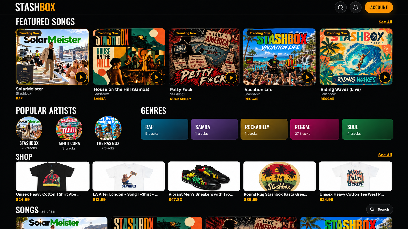 Stashbox Radio interface preview
